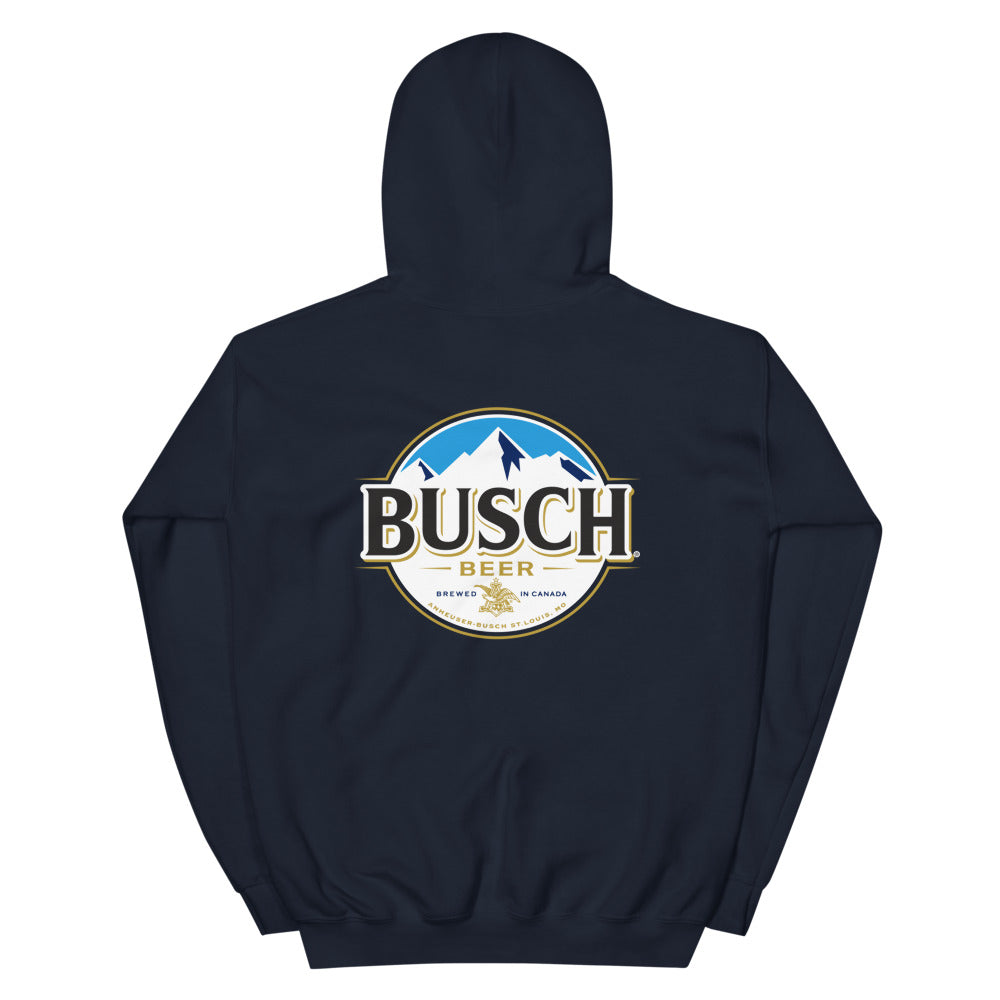 Busch Navy Hoodie with Back Logo Shop Beer Gear