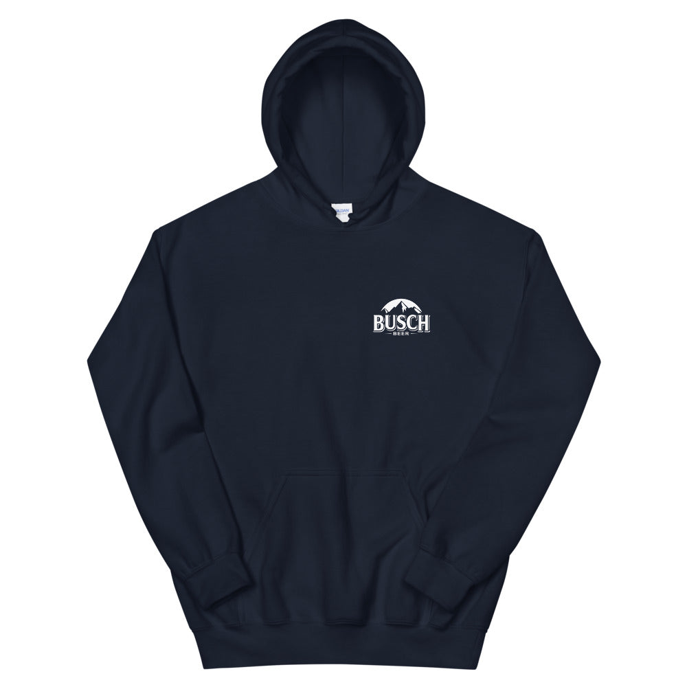 Busch Navy Hoodie with Back Logo Shop Beer Gear